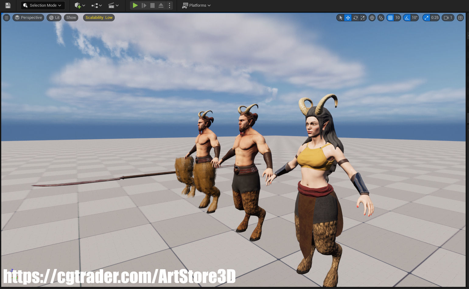 Satyr Pack - Male - Female Low-poly 3D model_30