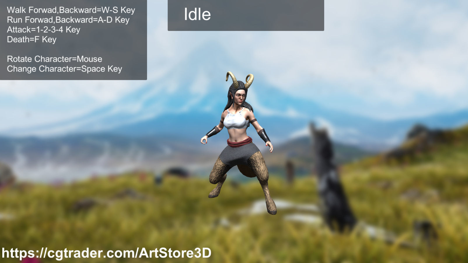 Satyr Pack - Male - Female Low-poly 3D model_64