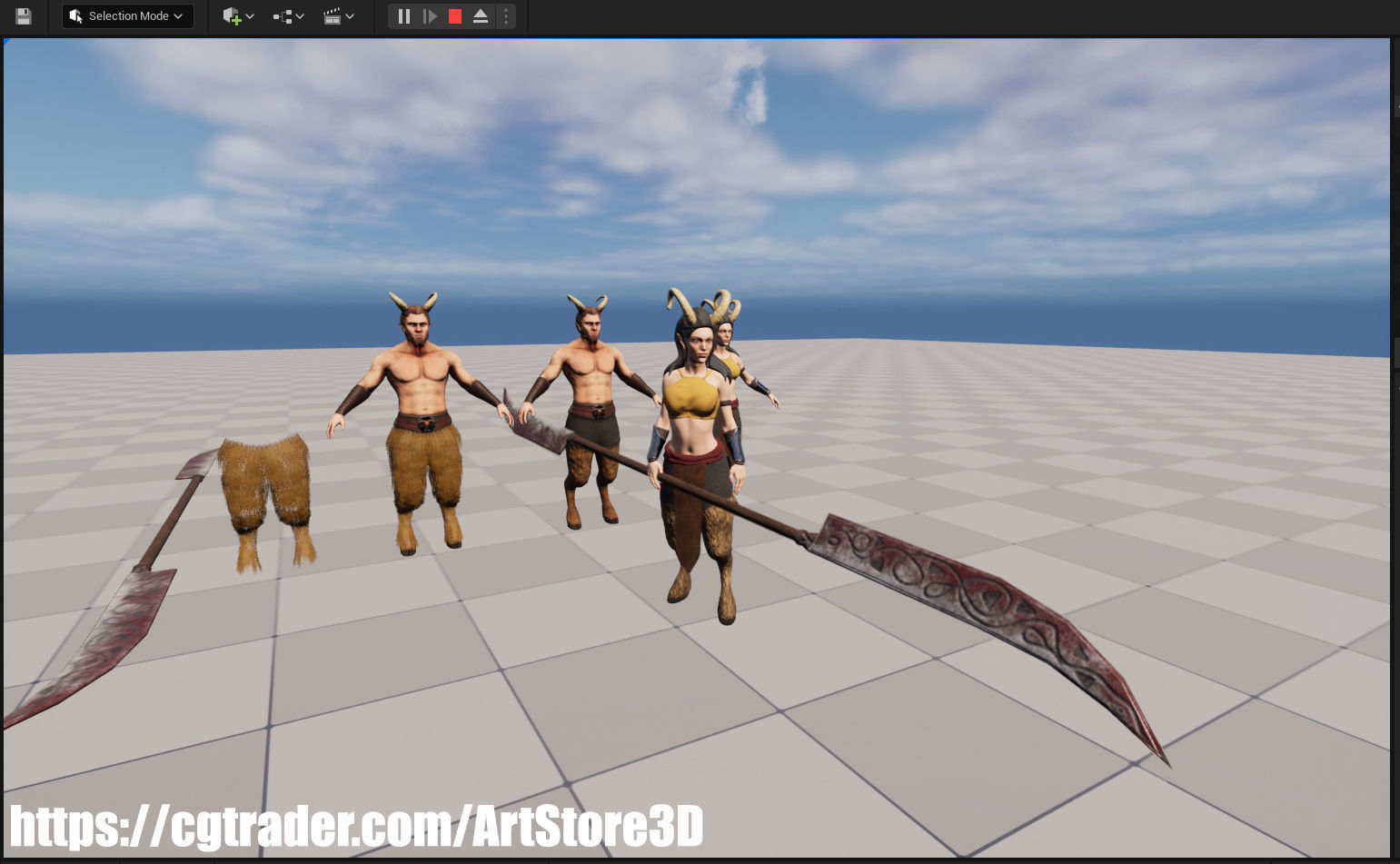 Satyr Pack - Male - Female Low-poly 3D model_29