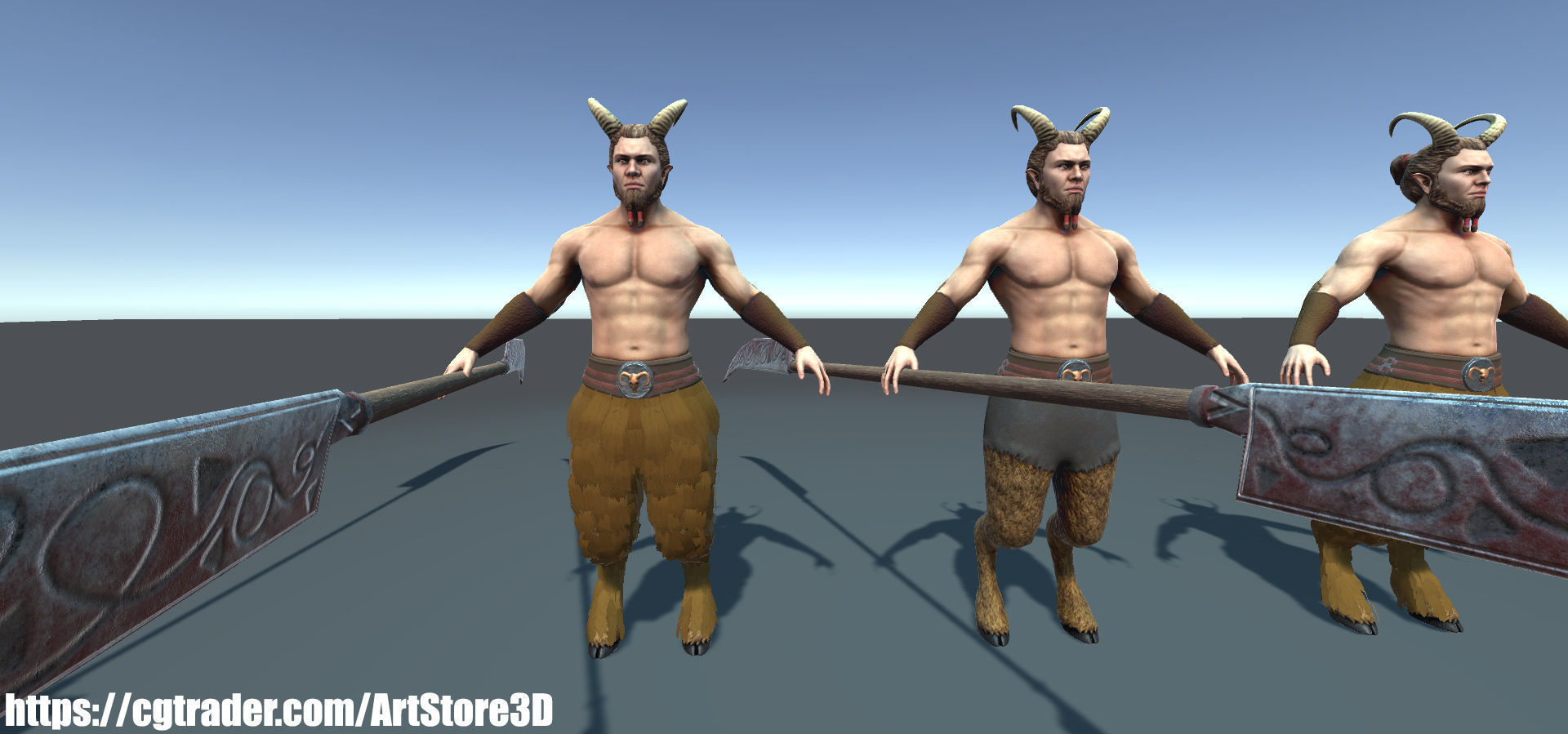 Satyr Pack - Male - Female Low-poly 3D model_19