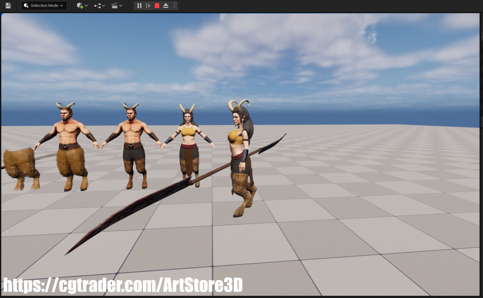 Satyr Pack - Male - Female Low-poly 3D model_31