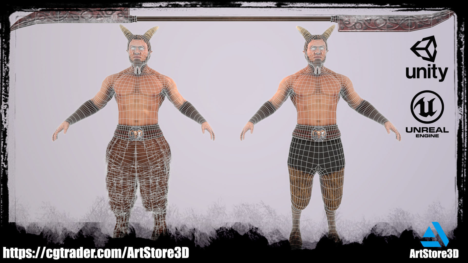 Satyr Pack - Male - Female Low-poly 3D model_3