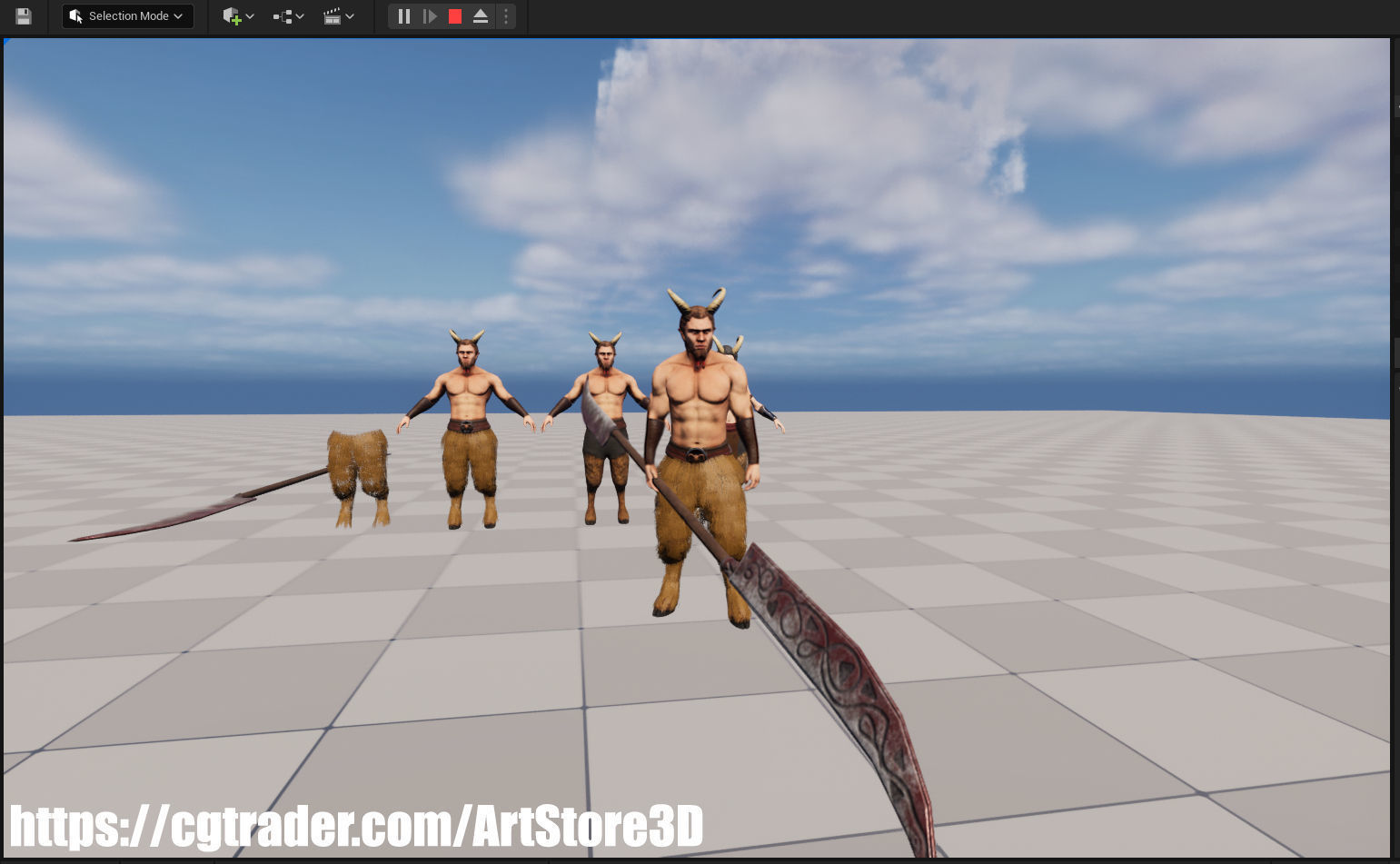 Satyr Pack - Male - Female Low-poly 3D model_28