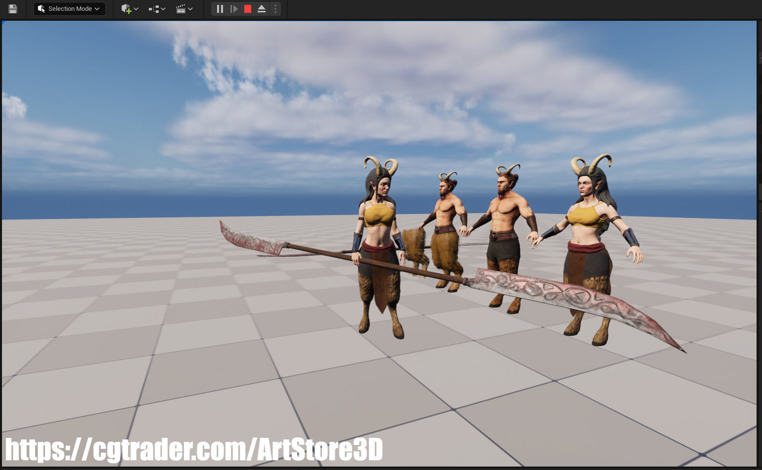 Satyr Pack - Male - Female Low-poly 3D model_26