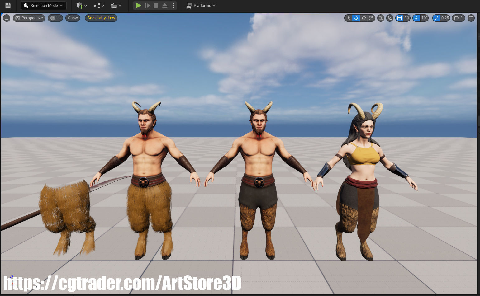 Satyr Pack - Male - Female Low-poly 3D model_27