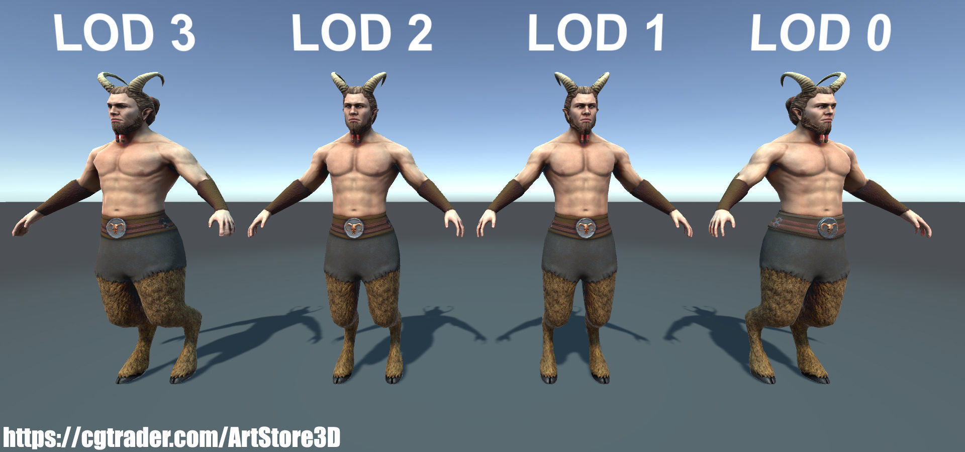 Satyr Pack - Male - Female Low-poly 3D model_20
