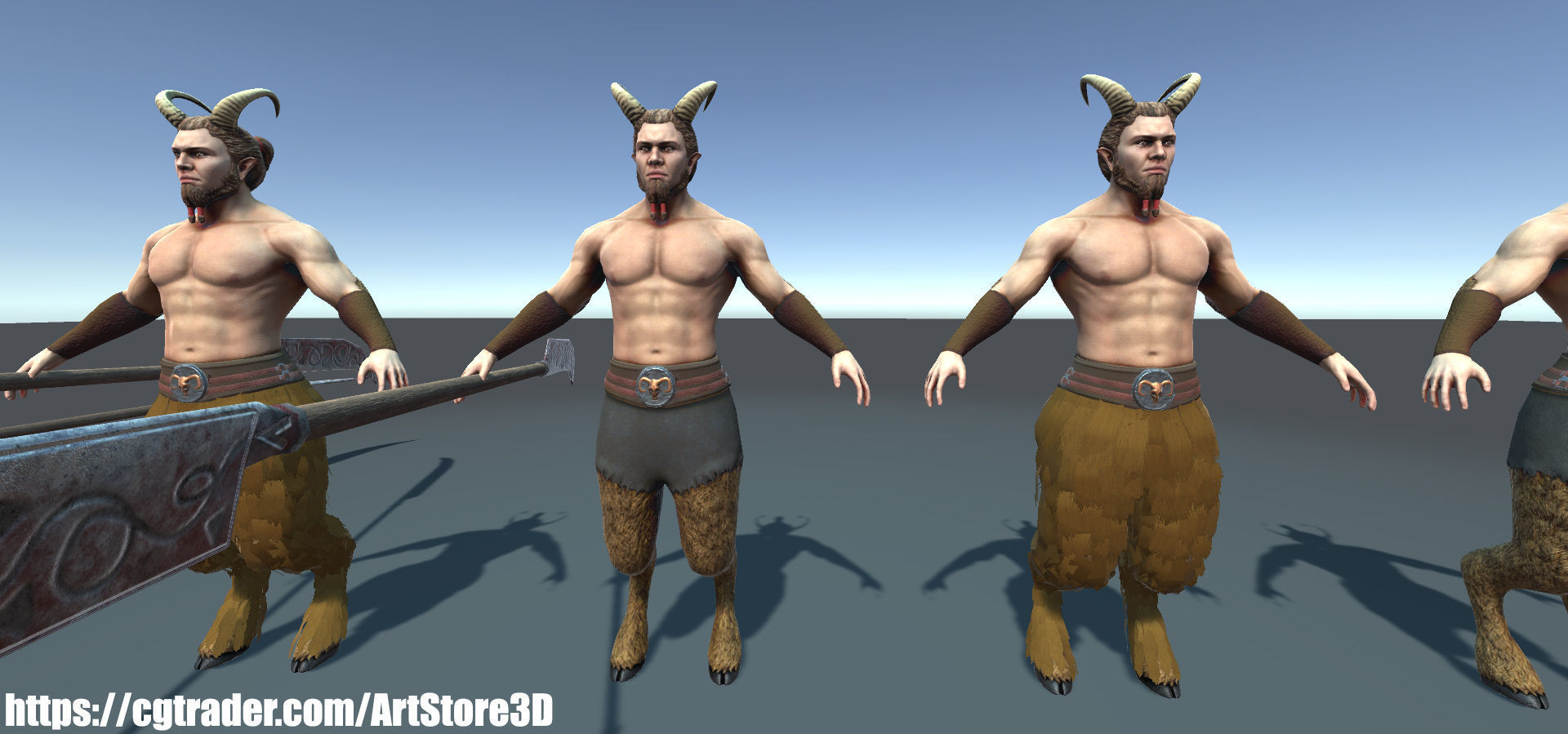Satyr Pack - Male - Female Low-poly 3D model_18