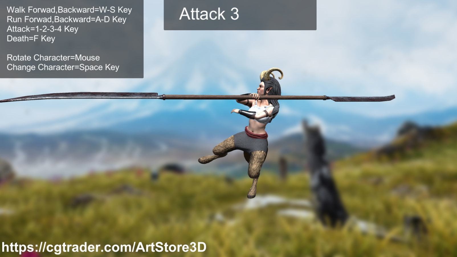 Satyr Pack - Male - Female Low-poly 3D model_74