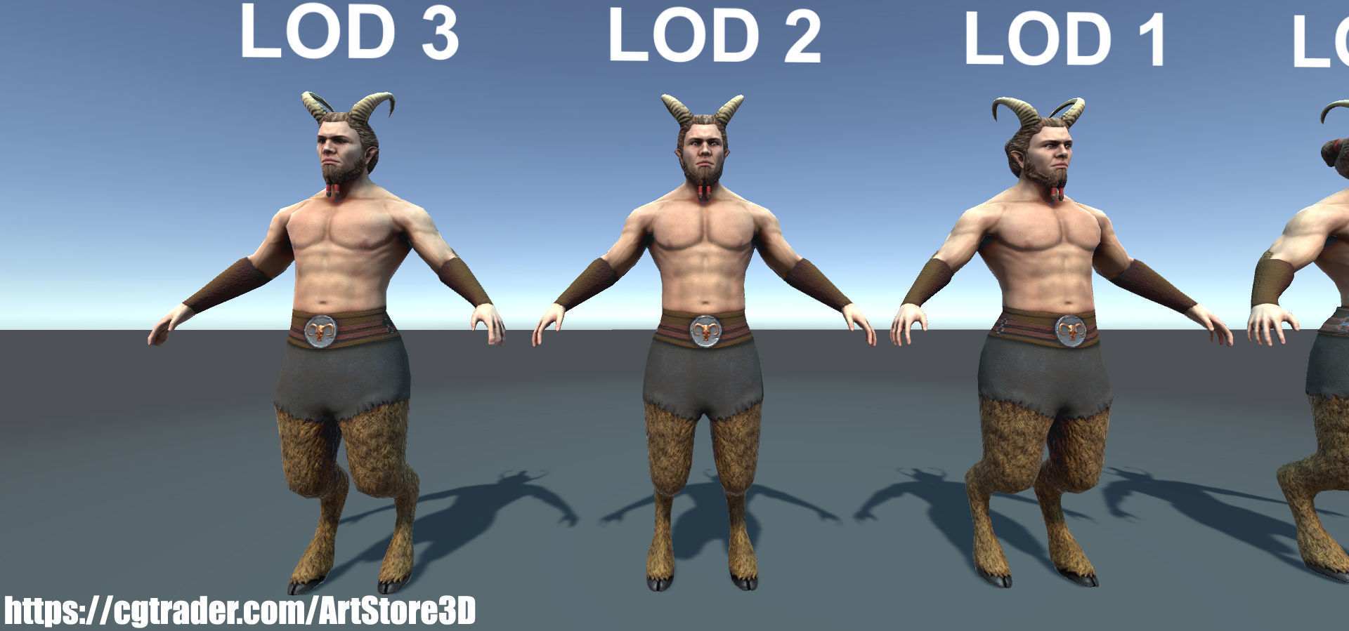Satyr Pack - Male - Female Low-poly 3D model_22