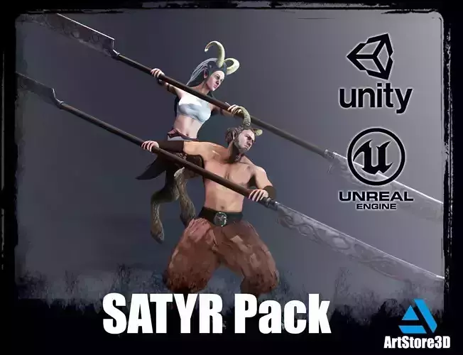 Satyr Pack - Male - Female Low-poly 3D model