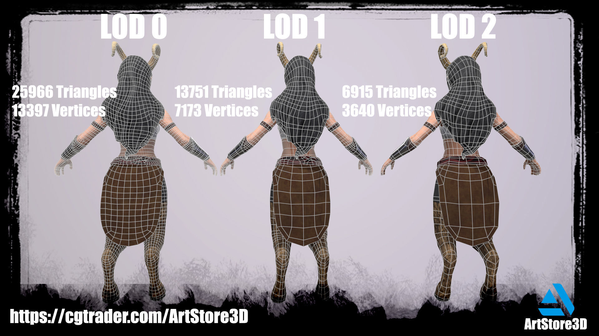 Satyr Pack - Male - Female Low-poly 3D model_15