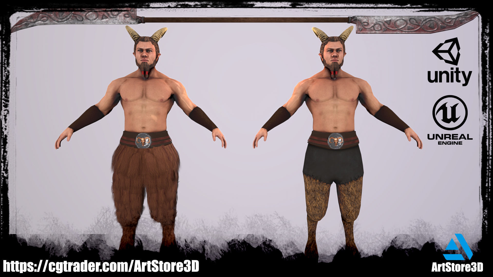 Satyr Pack - Male - Female Low-poly 3D model_2