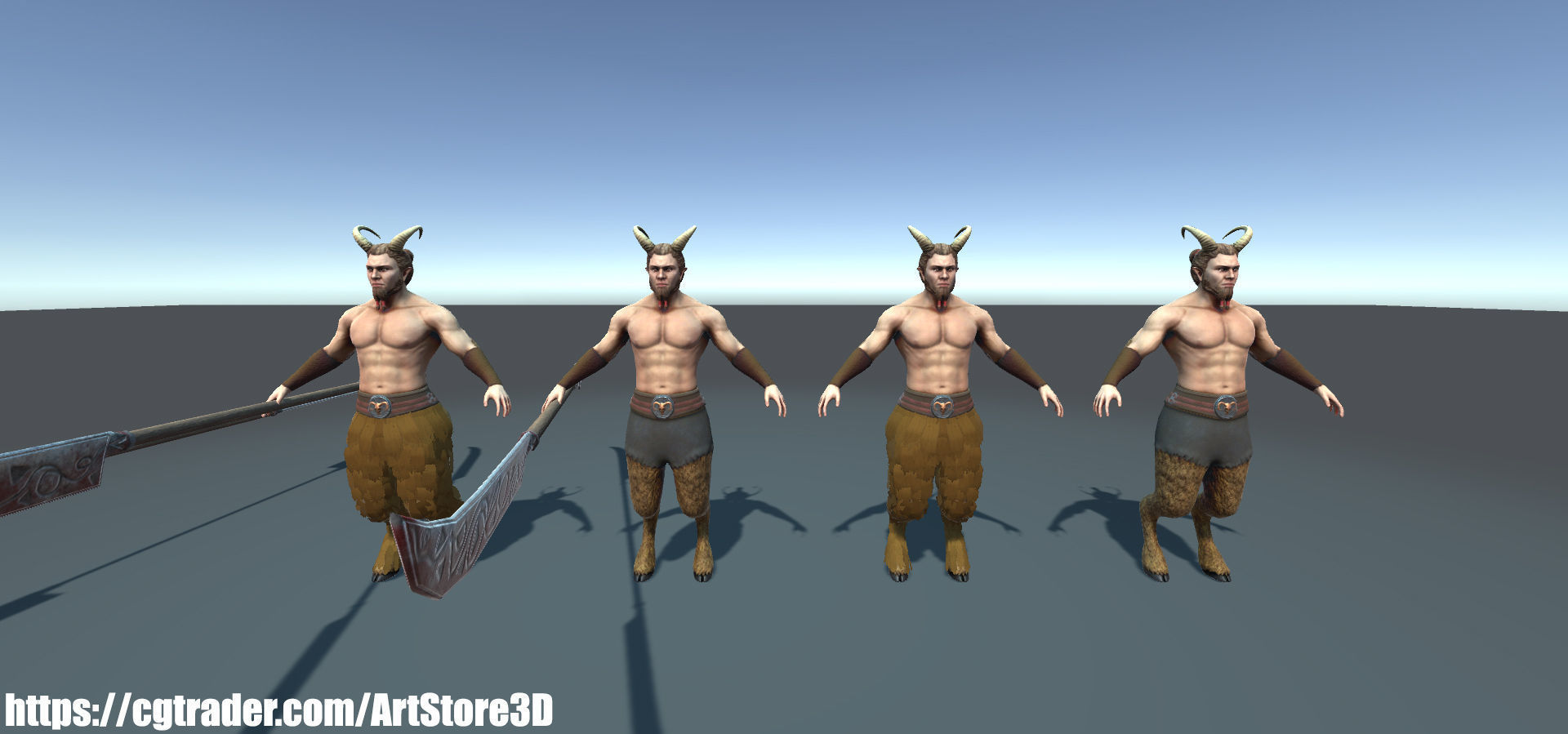 Satyr Pack - Male - Female Low-poly 3D model_16
