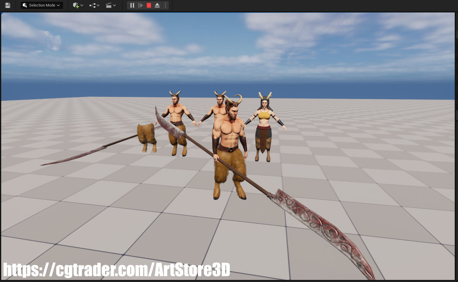 Satyr Pack - Male - Female Low-poly 3D model_25