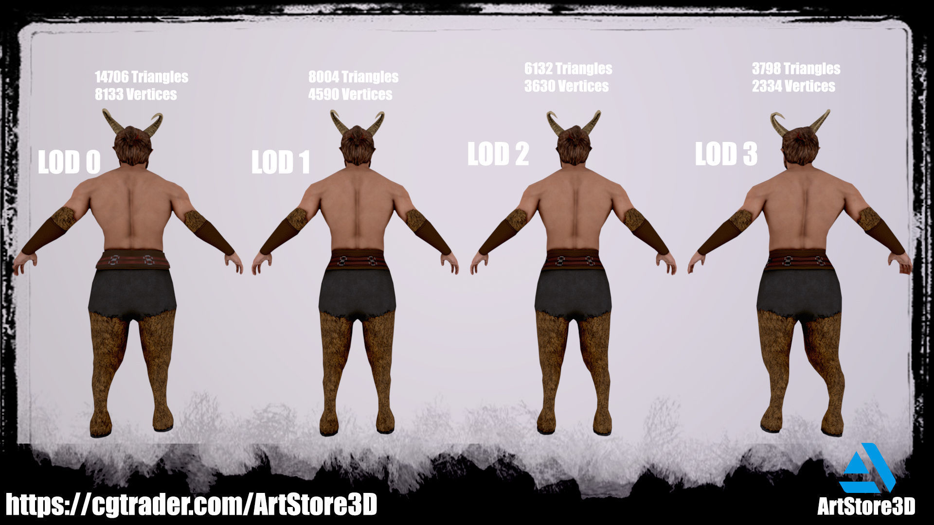 Satyr Pack - Male - Female Low-poly 3D model_12