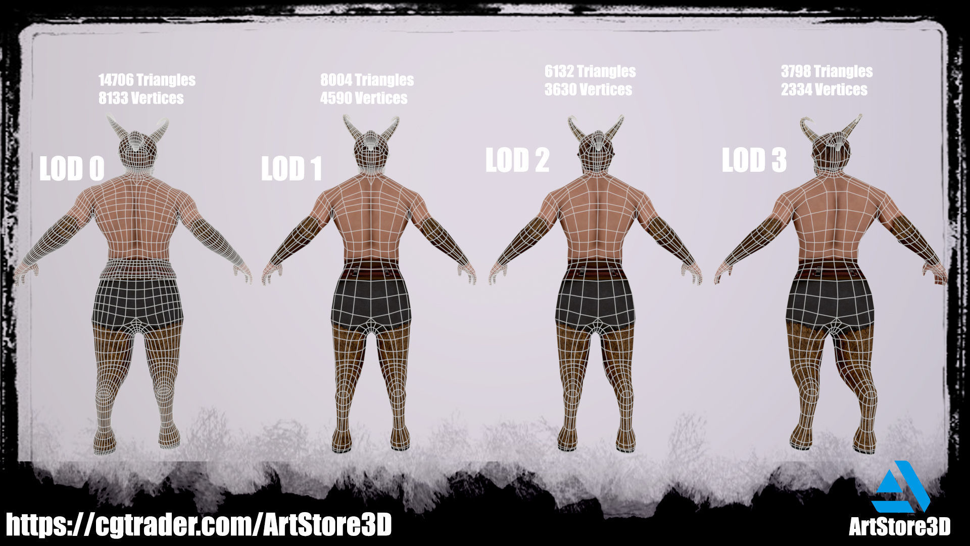 Satyr Pack - Male - Female Low-poly 3D model_14