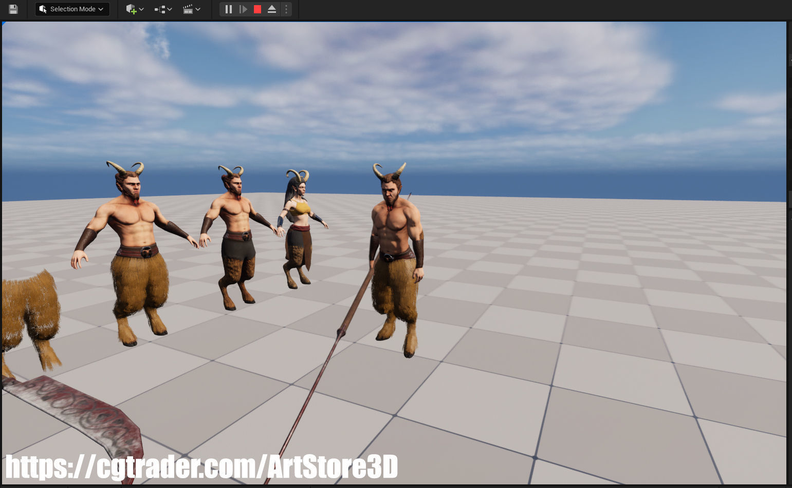 Satyr Pack - Male - Female Low-poly 3D model_24