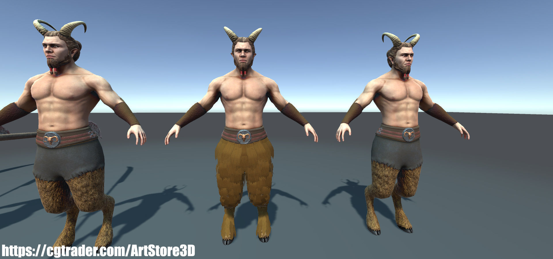 Satyr Pack - Male - Female Low-poly 3D model_17