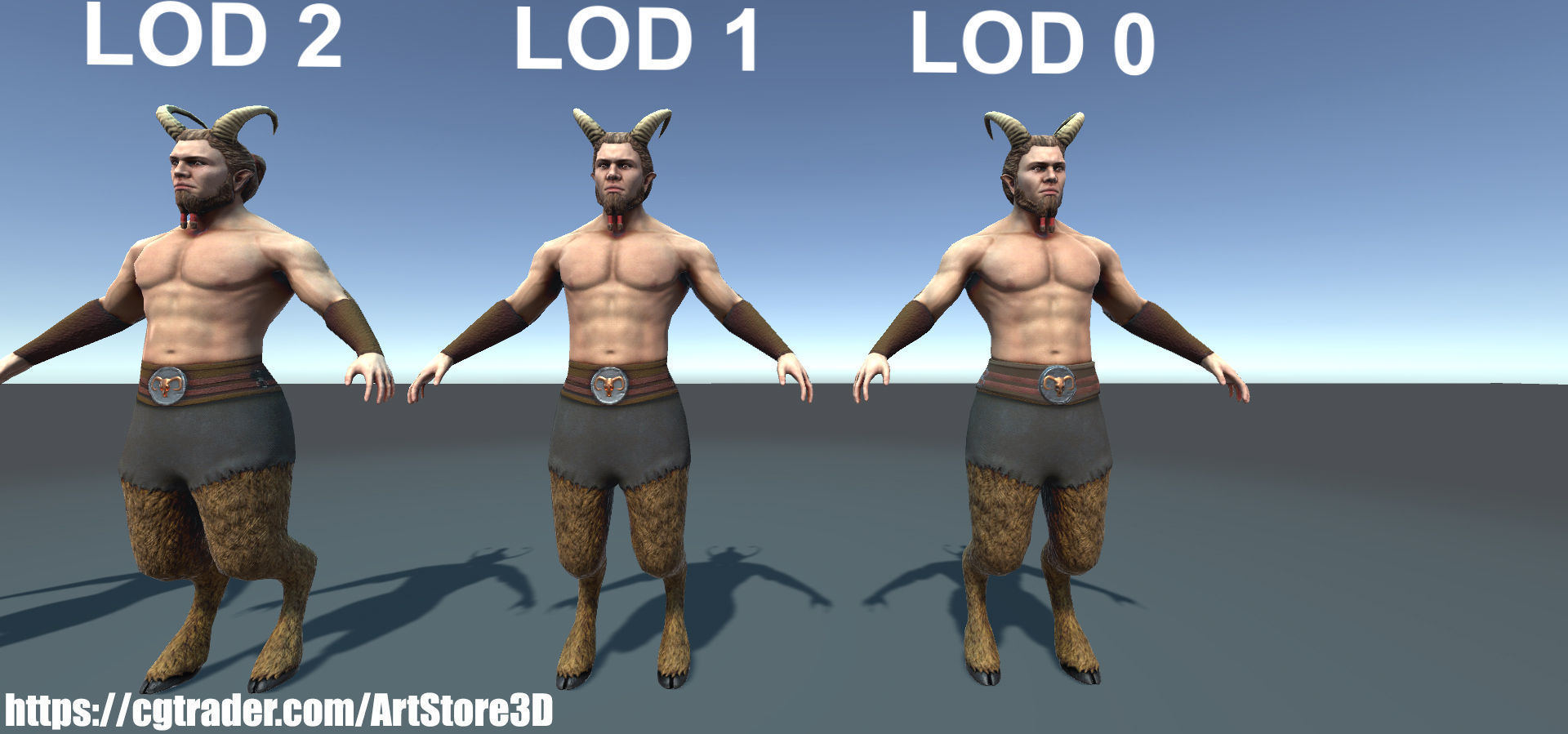 Satyr Pack - Male - Female Low-poly 3D model_21