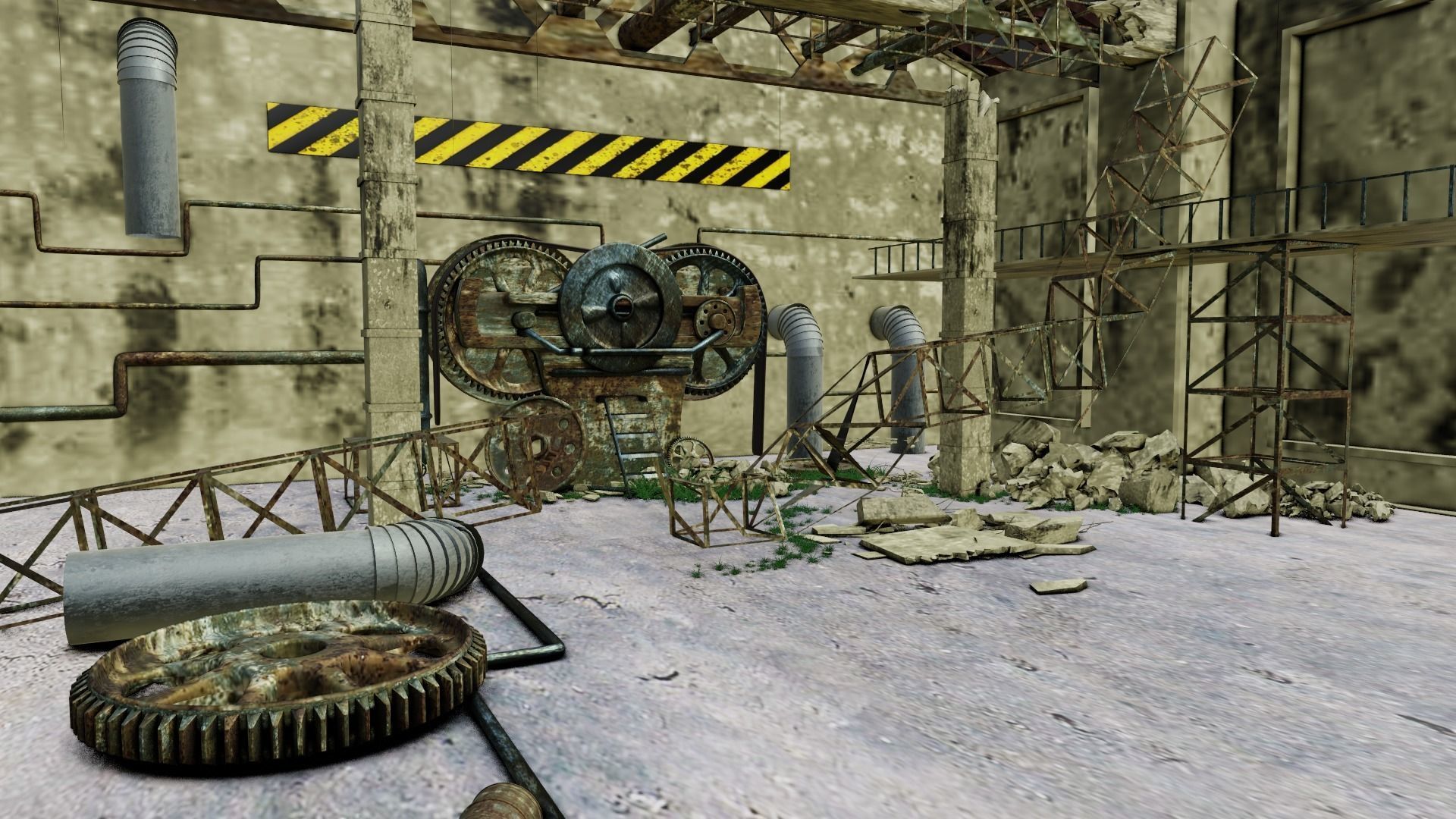 Old Factory building Low-poly 3D model_7