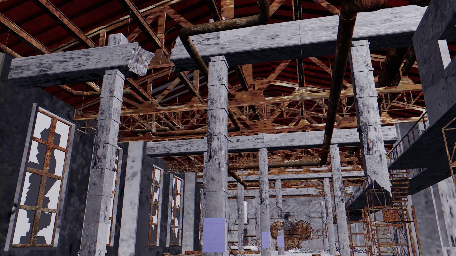 Old Factory building Low-poly 3D model_8