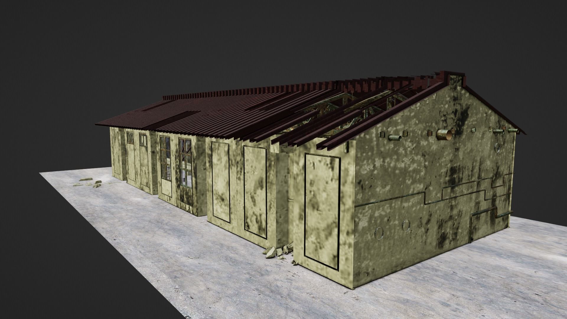 Old Factory building Low-poly 3D model_6