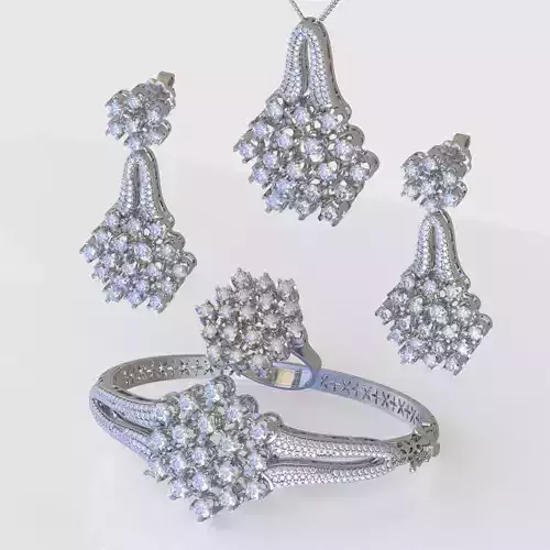 Ring Bracelet Earring and Pendant Set 3D printable model 0101 3D Model Collection