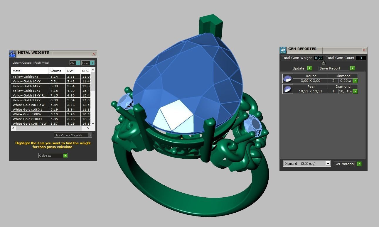 Diamond ring 0595 3D printable model14 3D print model_12