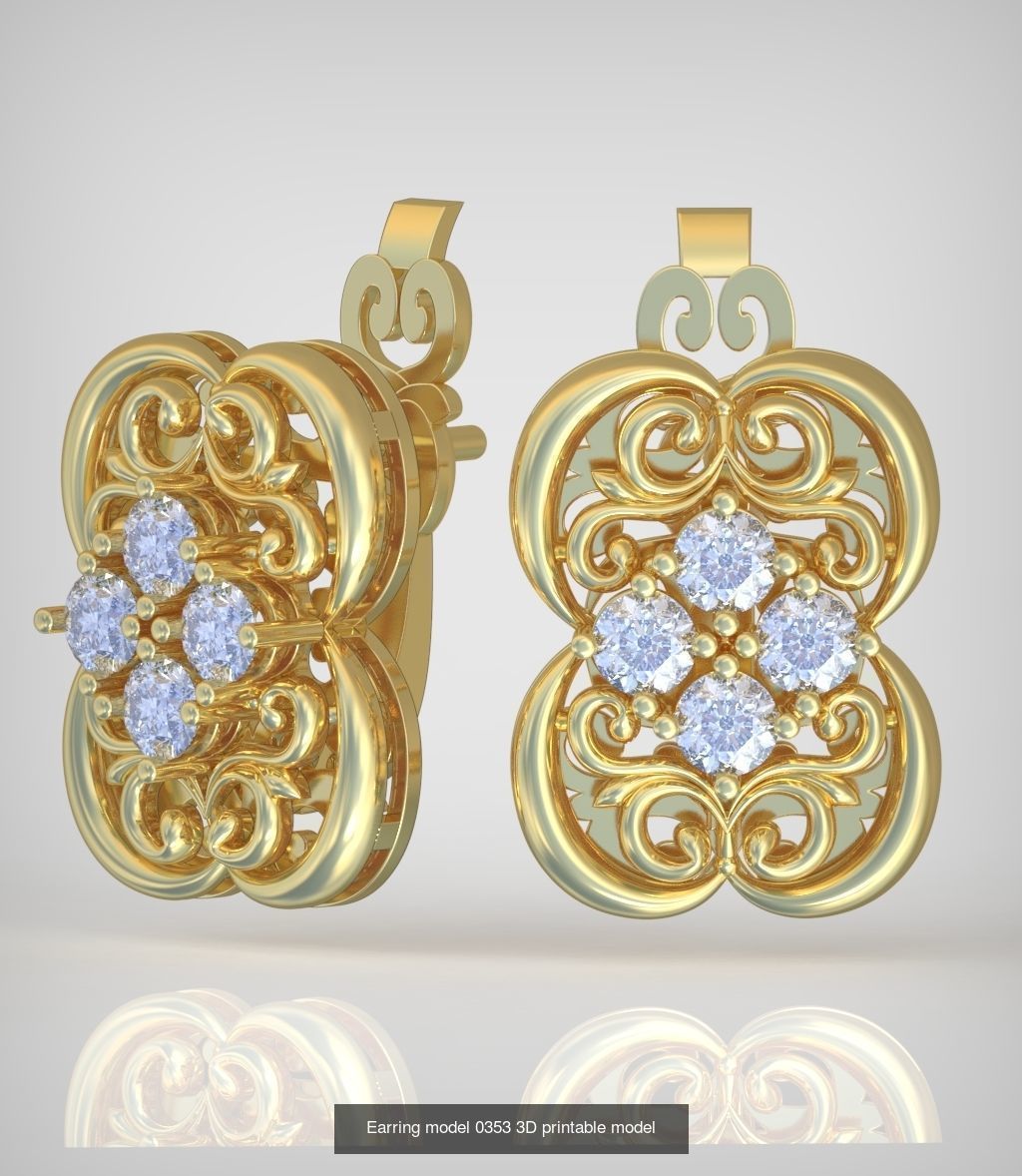 Ring Earring and Pendant Set 3D printable model 0102 3D Model Collection_6