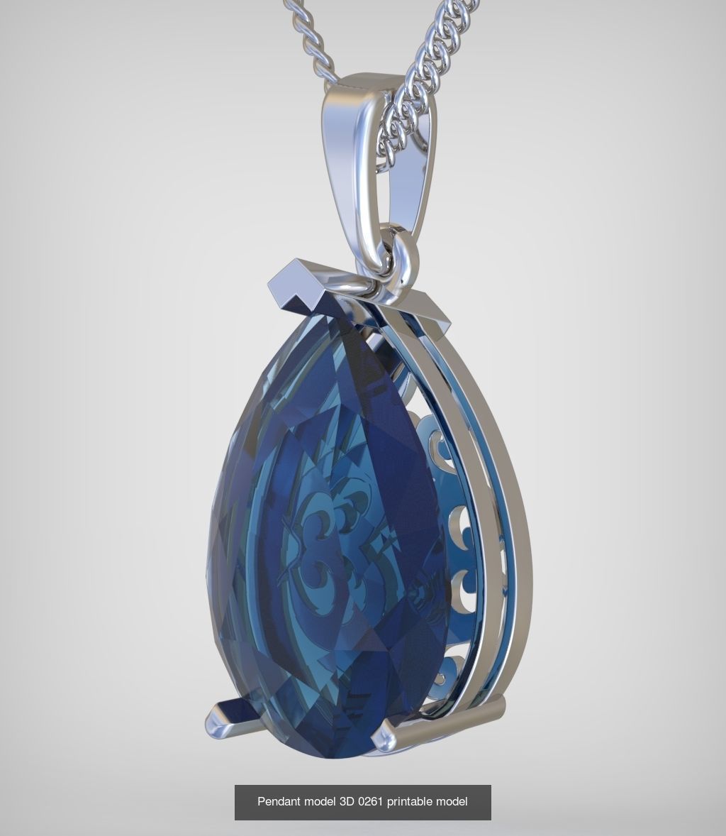 Ring Earring and Pendant Set 3D printable model 0102 3D Model Collection_5