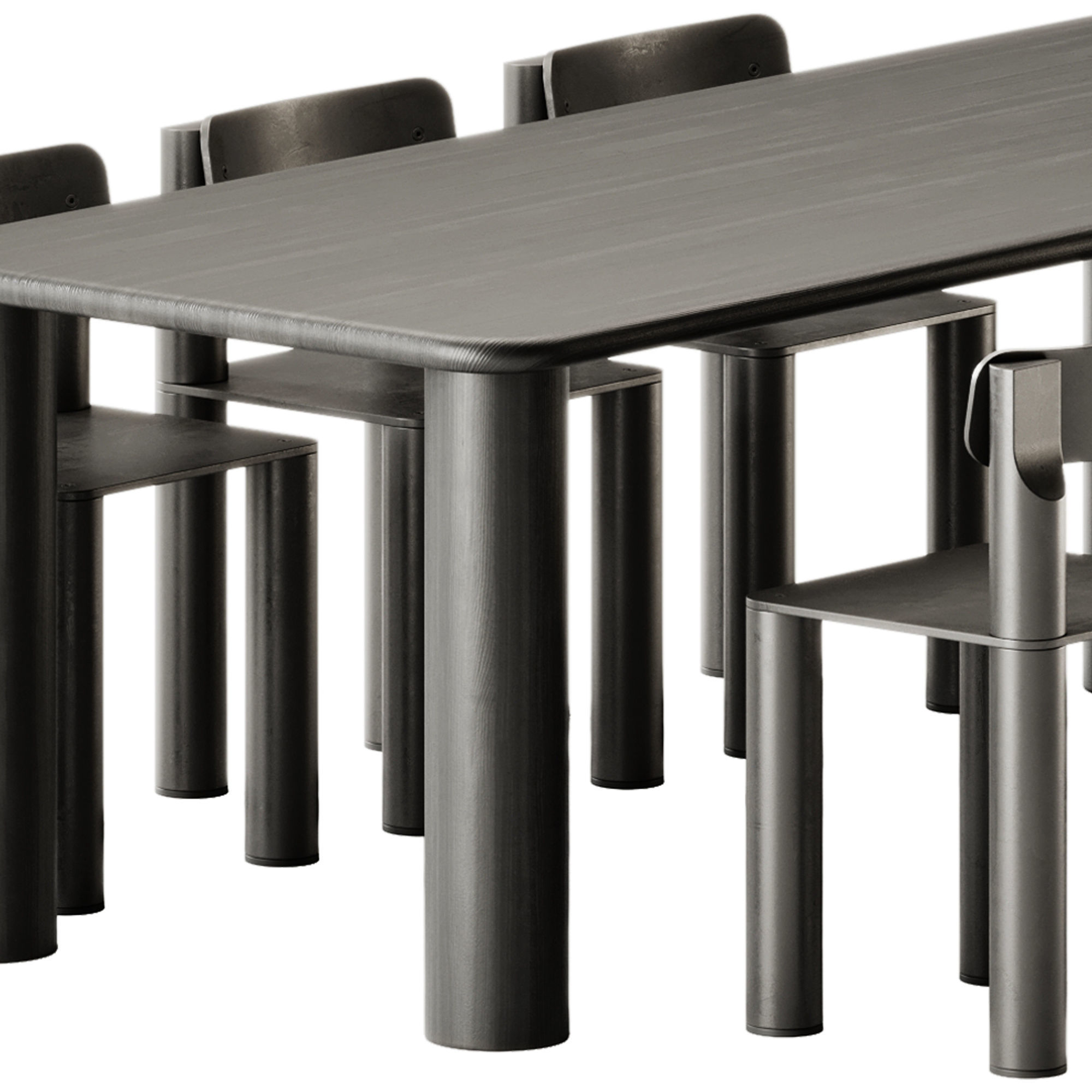 COMMUNE Medium Table and SILO Chair by Found 3D model_4