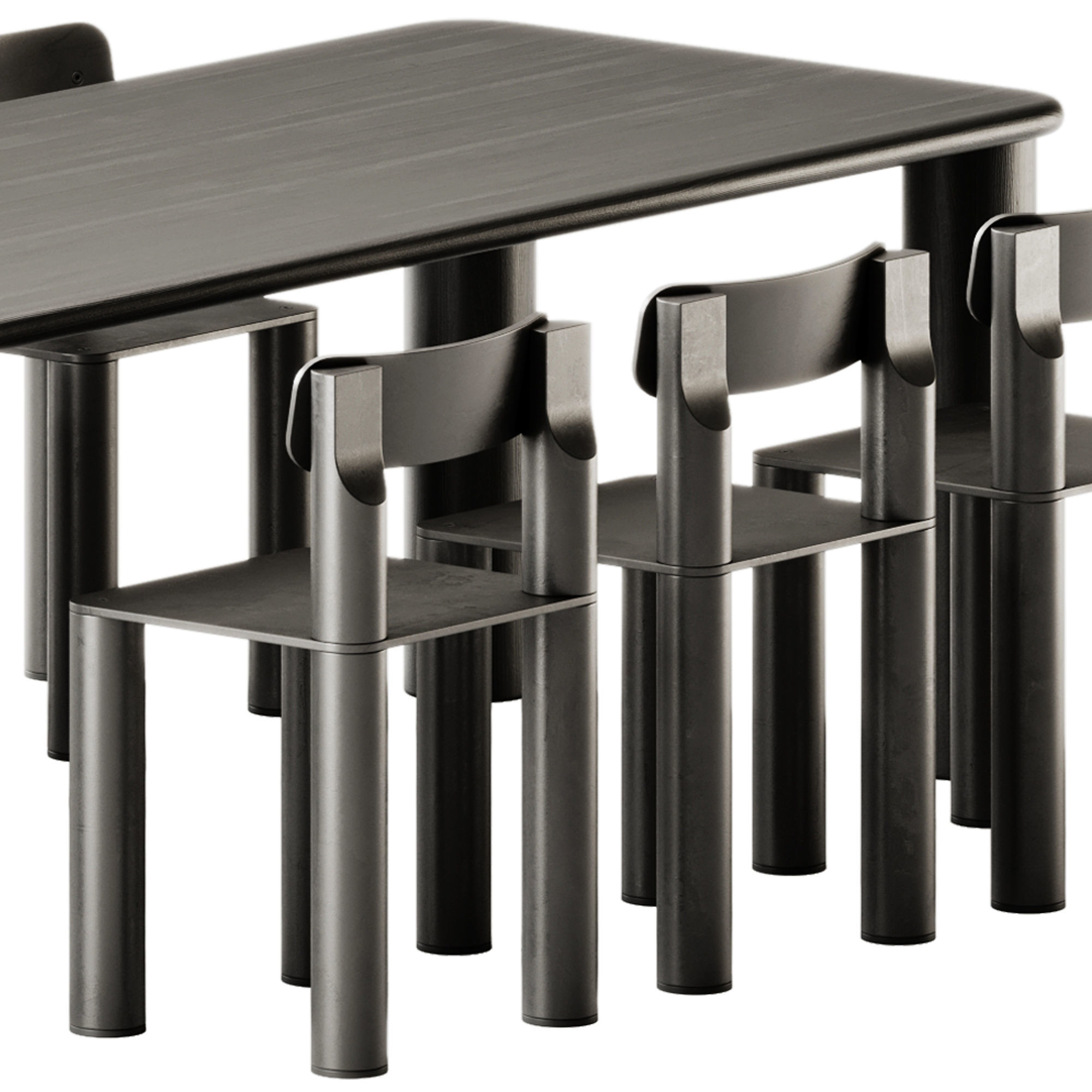 COMMUNE Medium Table and SILO Chair by Found 3D model_2