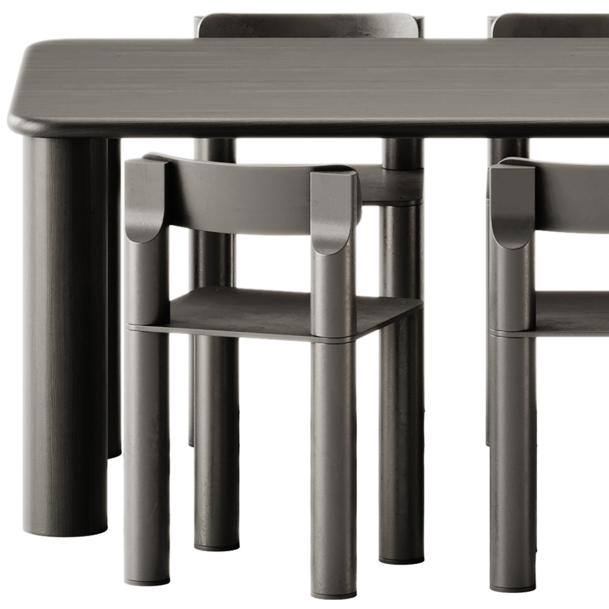 COMMUNE Medium Table and SILO Chair by Found 3D model_6