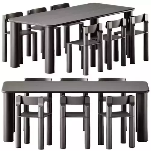 COMMUNE Medium Table and SILO Chair by Found 3D model