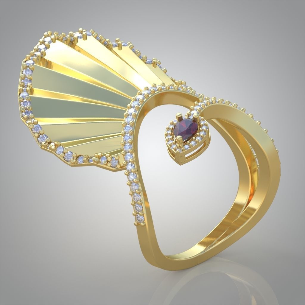 Diamond ring 0596 3D printable model9 3D print model_3