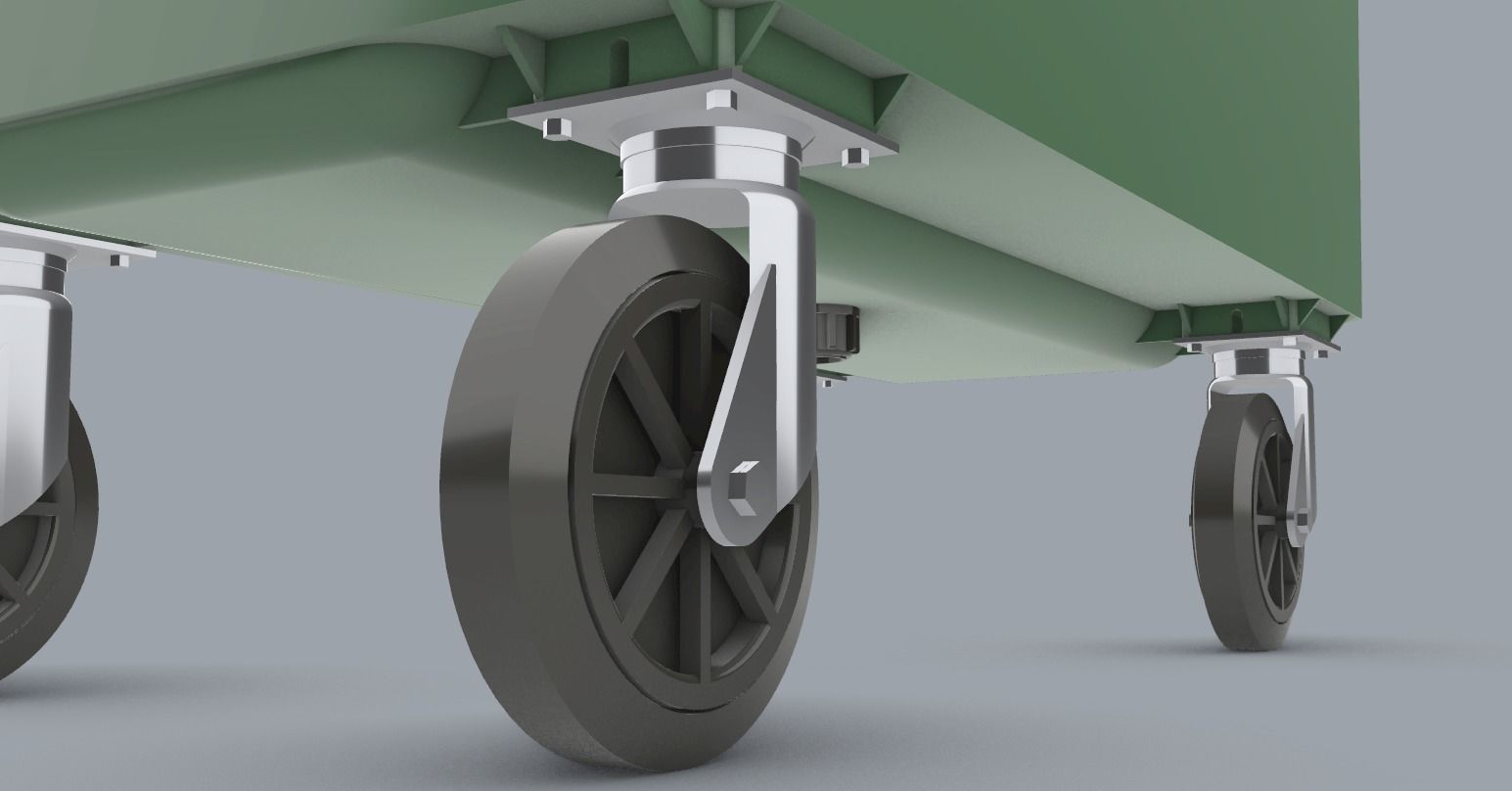 Weber Mobile Waste Container Garbage Dumpster Low-poly 3D model_12