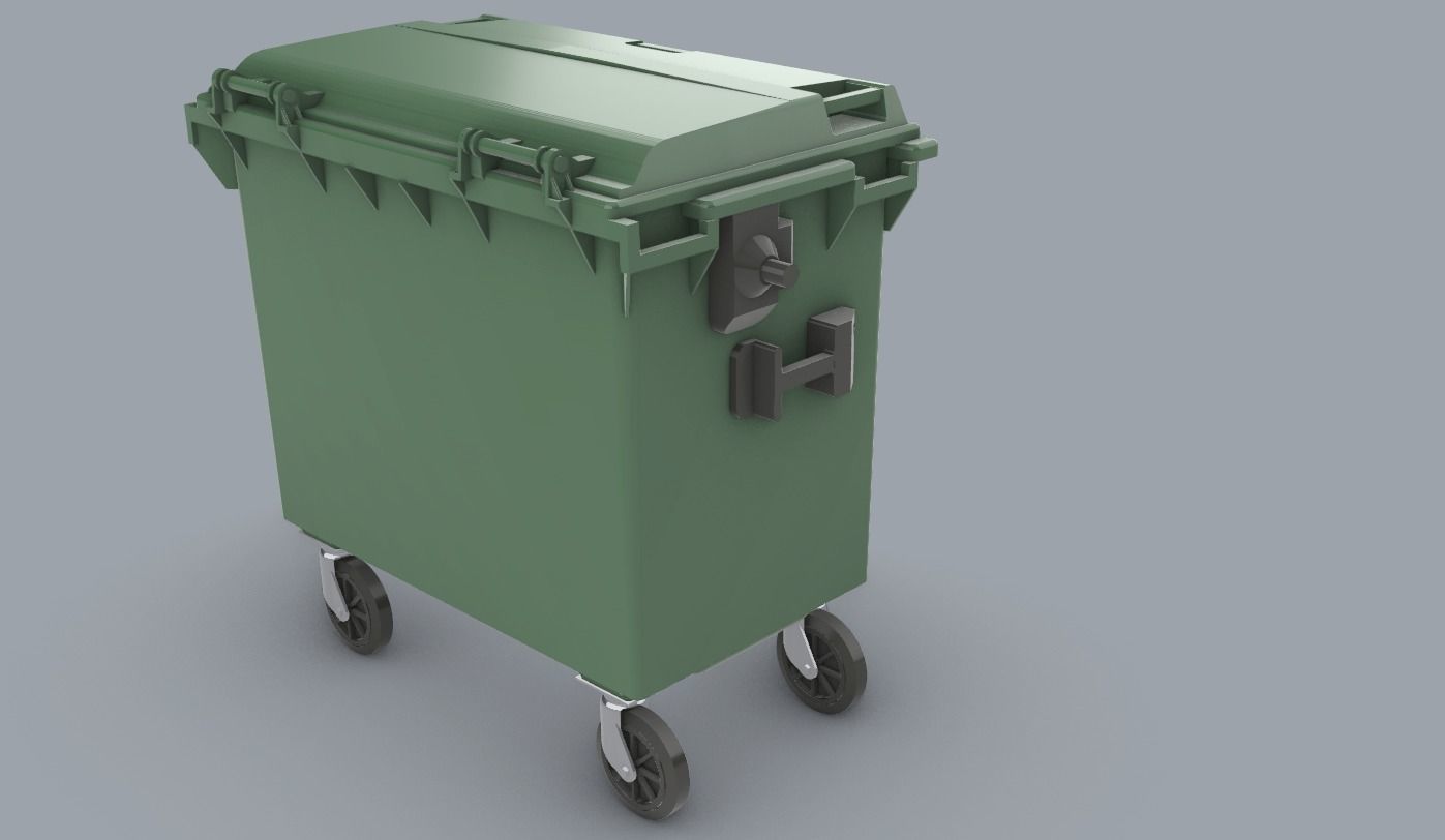Weber Mobile Waste Container Garbage Dumpster Low-poly 3D model_3