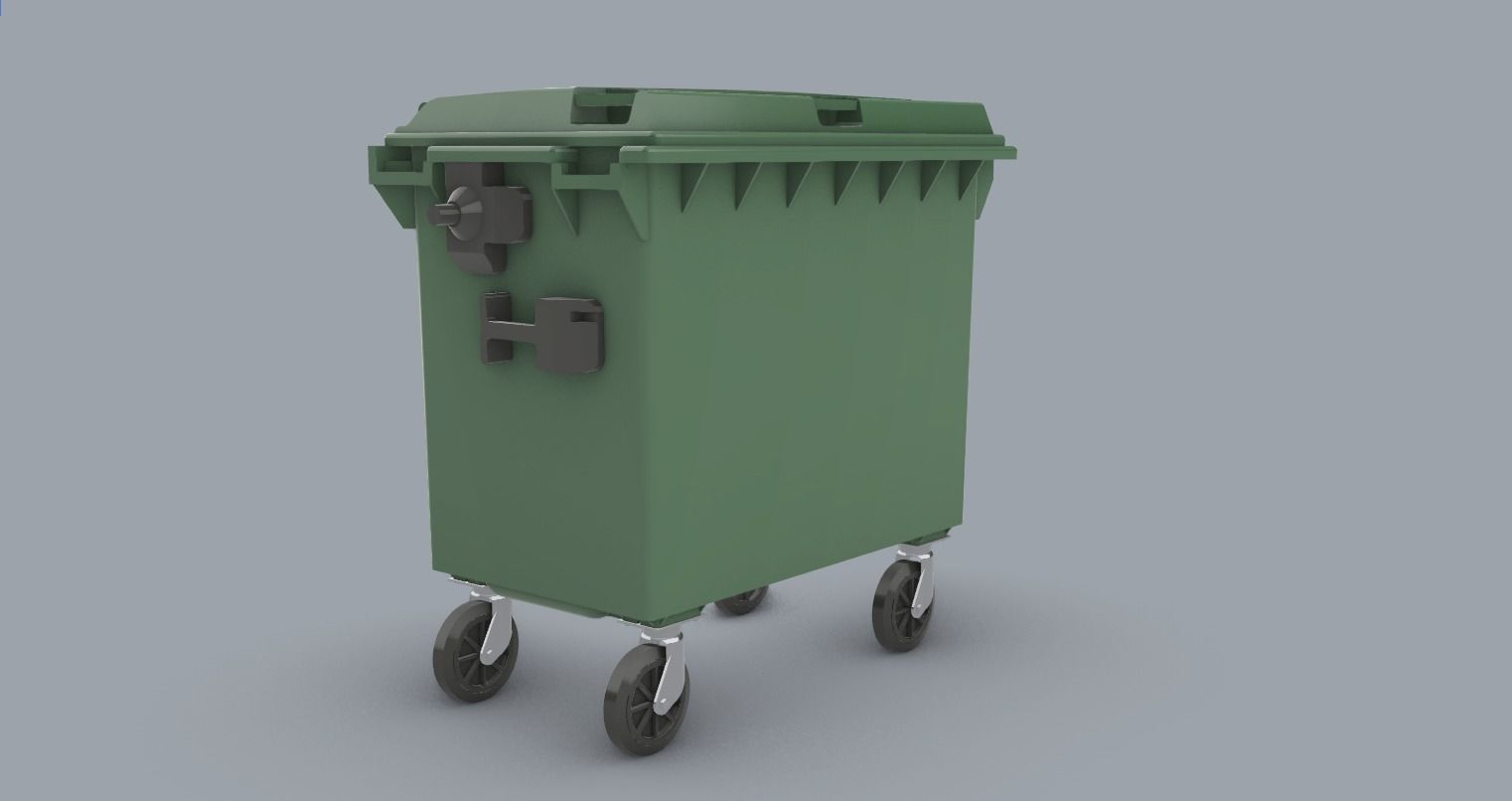 Weber Mobile Waste Container Garbage Dumpster Low-poly 3D model_5