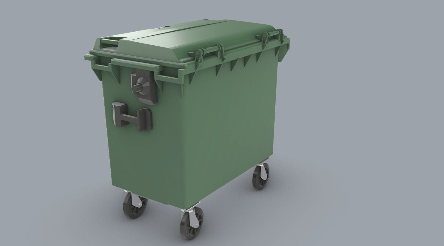 Weber Mobile Waste Container Garbage Dumpster Low-poly 3D model_2