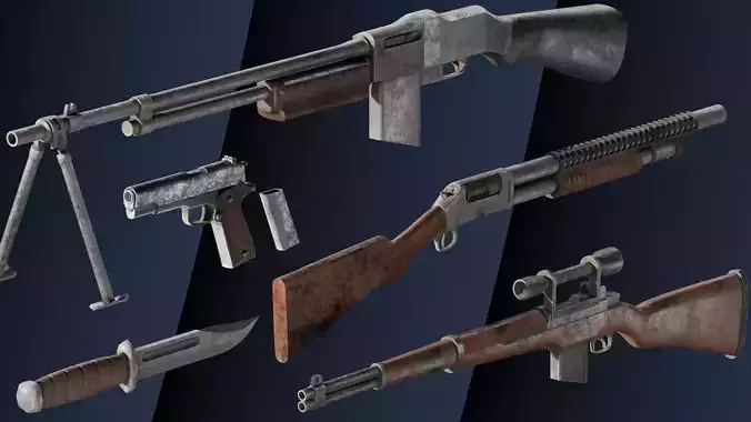 LowPoly FPS Gun Weapon Pack Low-Poly 3D Model Low-poly 3D model