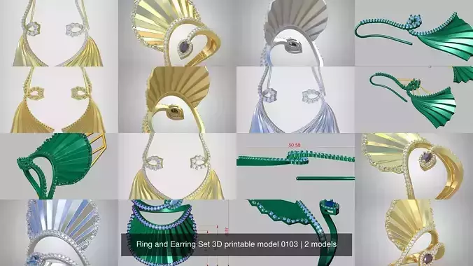 Ring and Earring Set 3D printable model 0103