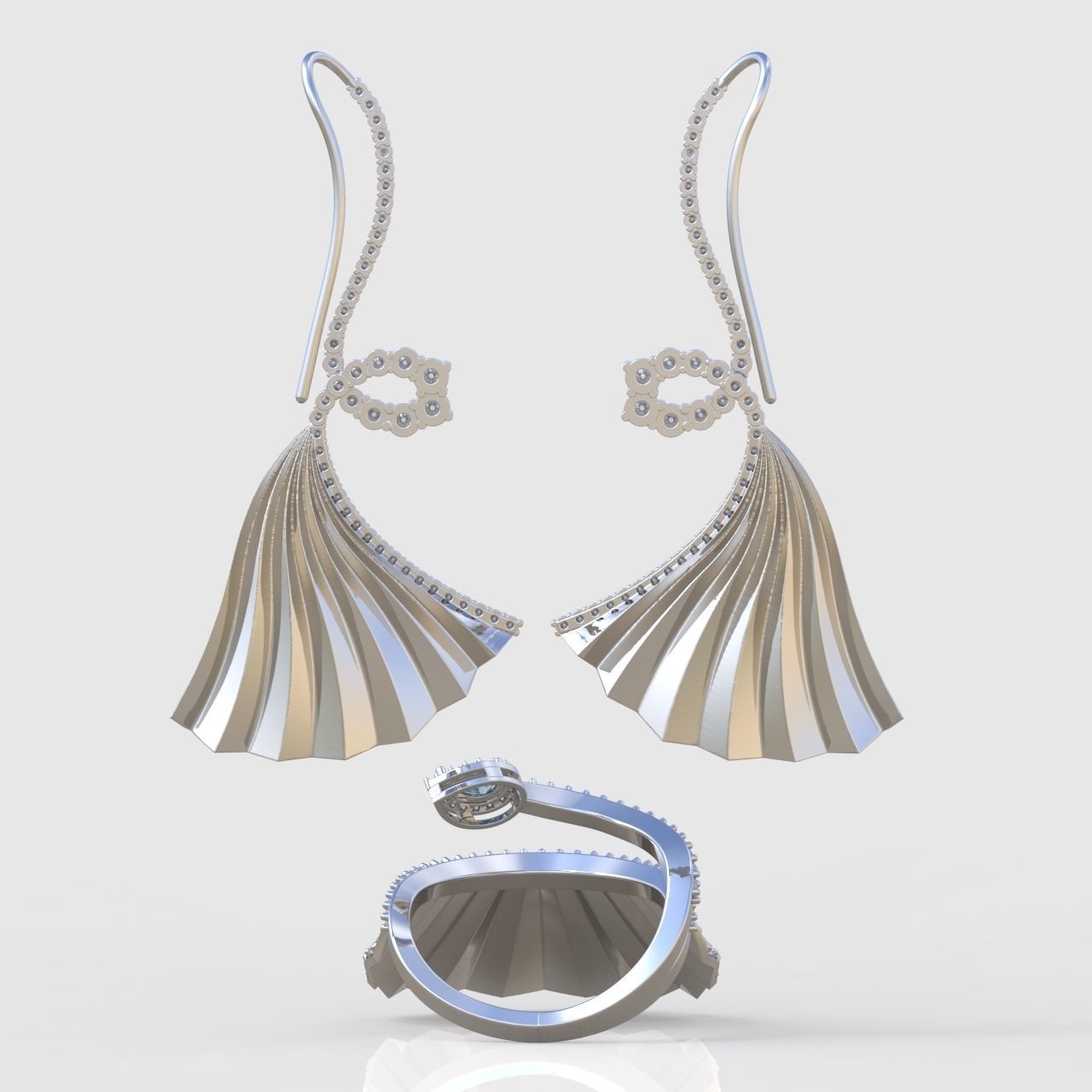 Ring and Earring Set 3D printable model 0103 3D Model Collection_7
