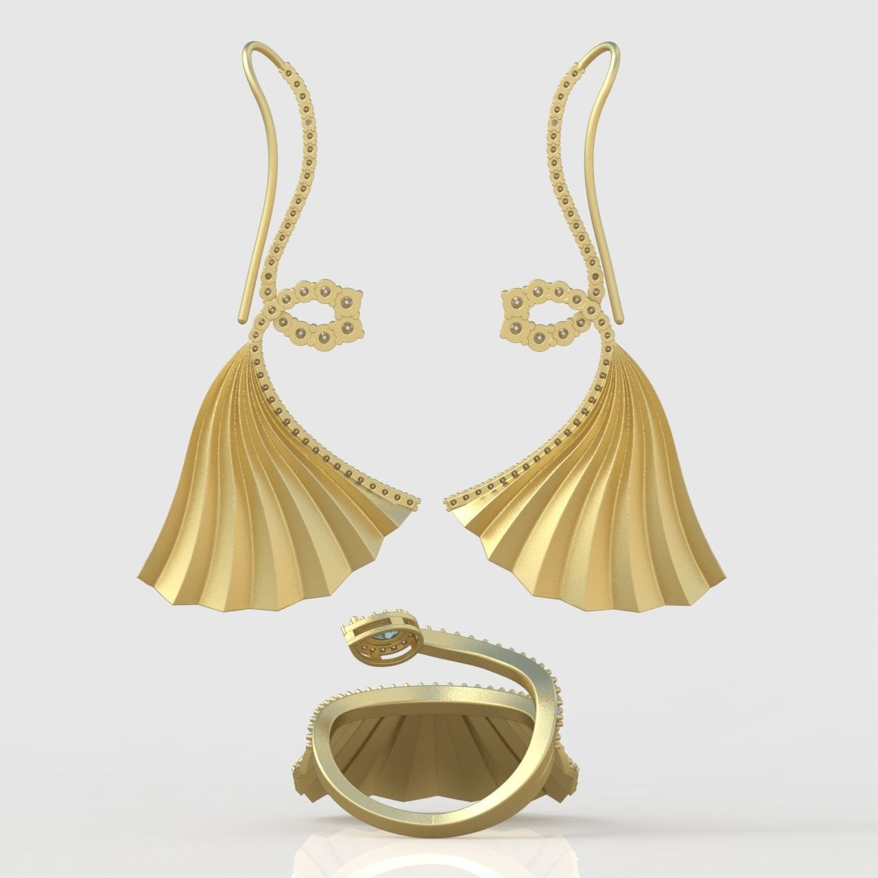 Ring and Earring Set 3D printable model 0103 3D Model Collection_8
