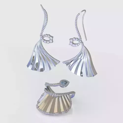 Ring and Earring Set 3D printable model 0103 3D Model Collection Ring and Earring Set 3D printable model 0103 3D Model Collection