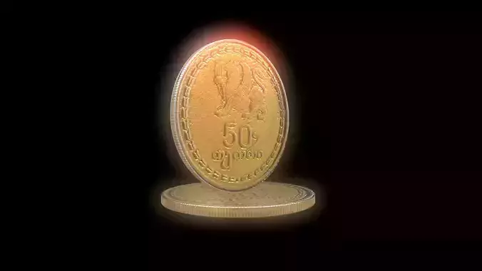 Georgian coin 50 tetri 3D model