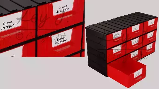 Modular drawers  for electronic parts and etc