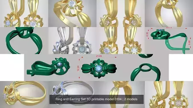 Ring and Earring Set 3D printable model 0104