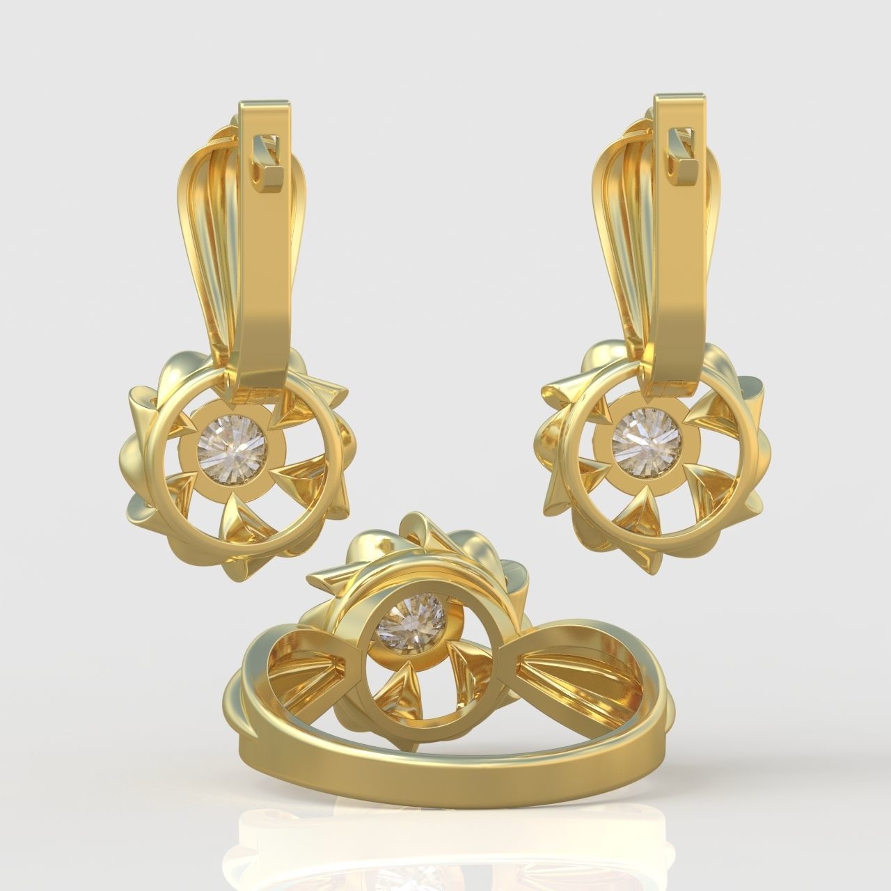 Ring and Earring Set 3D printable model 0104 3D Model Collection_6