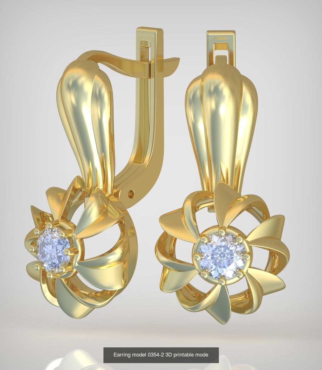 Ring and Earring Set 3D printable model 0104 3D Model Collection_3