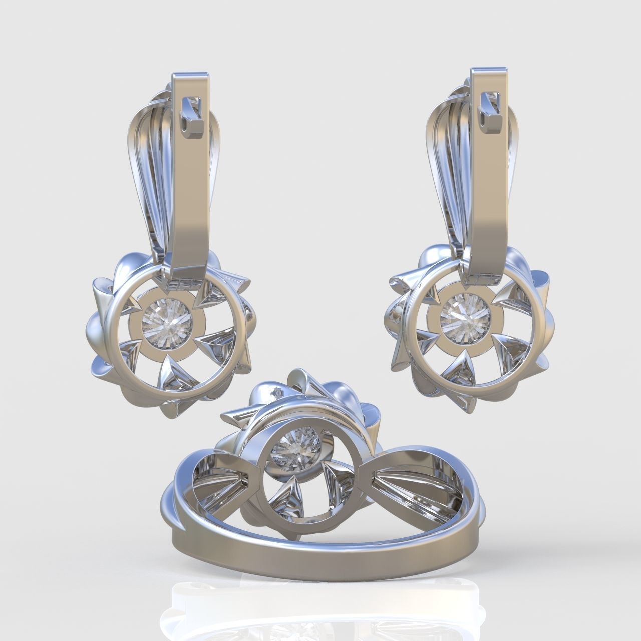 Ring and Earring Set 3D printable model 0104 3D Model Collection_5